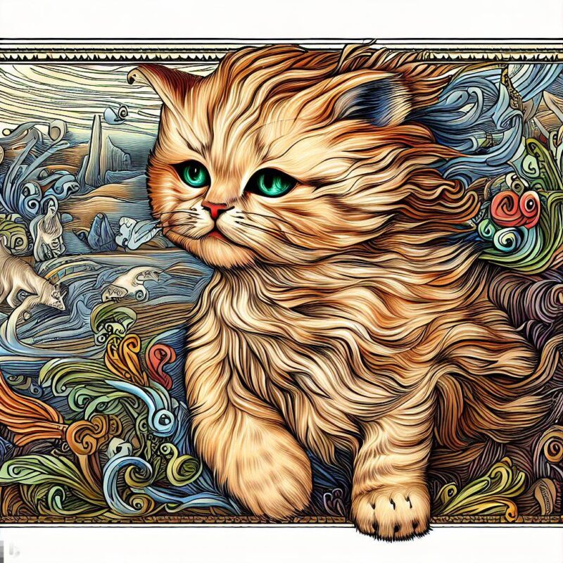 フルカラー。子猫、ぬりえ、最高傑作、ルネッサンス絵画風