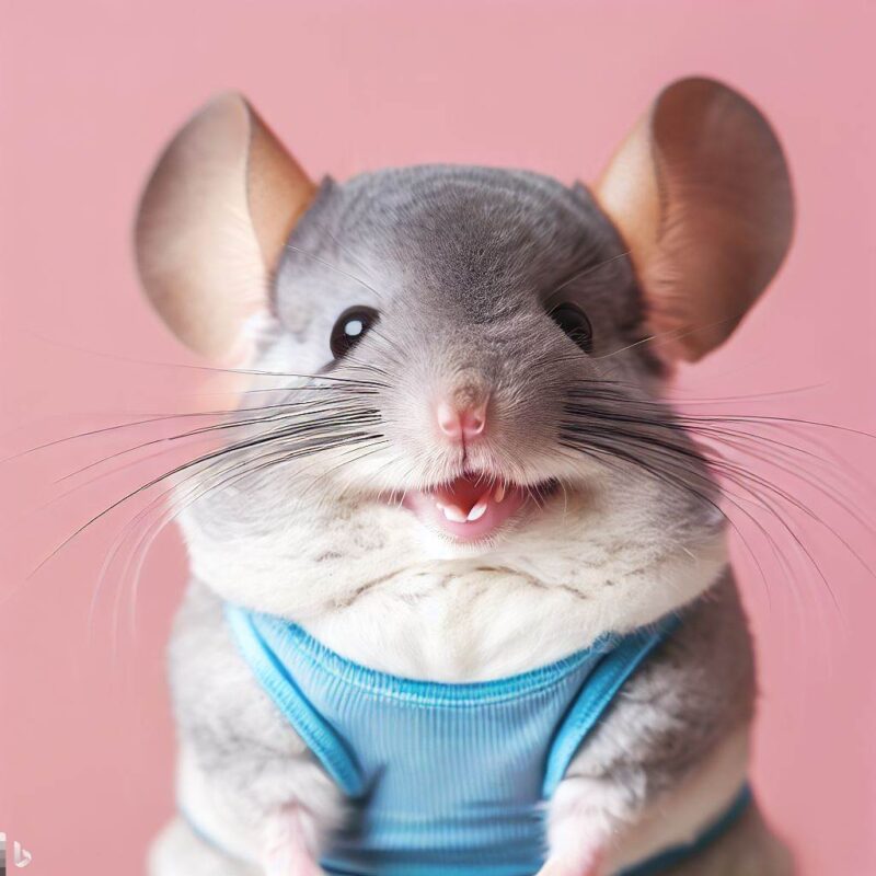 Cute chinchilla smiling in tank top, top quality, professional photo