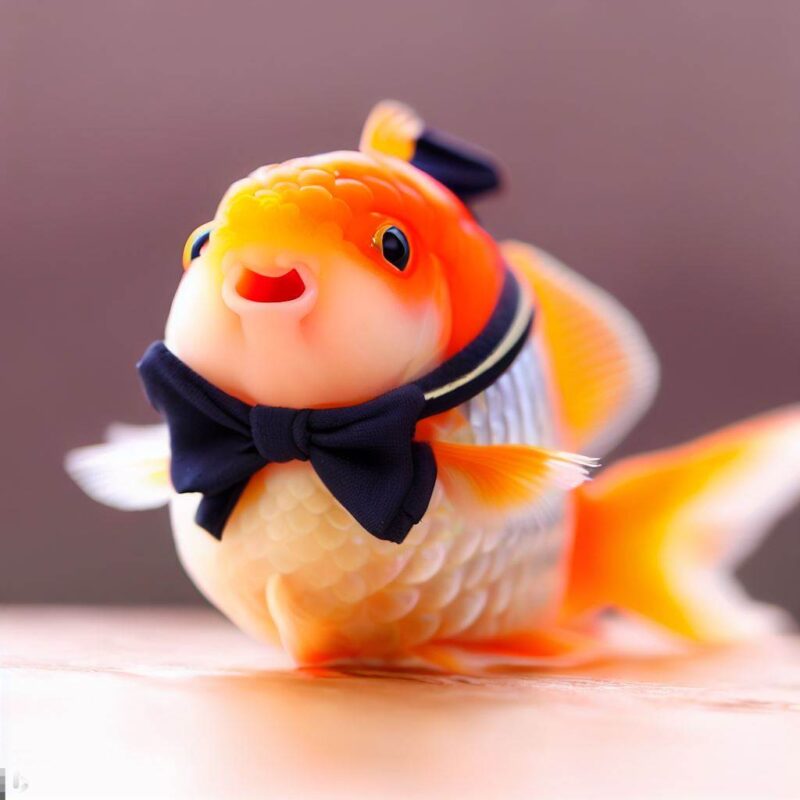 Cute goldfish smiling in Japanese sailor suit, top quality, professional photo