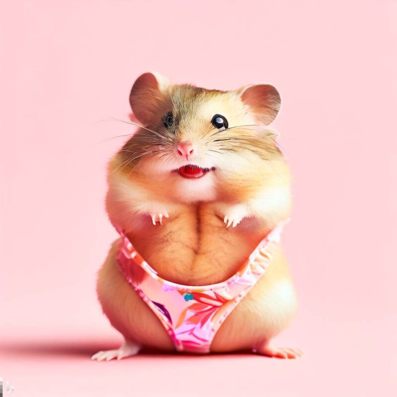 Cute hamster smiling in swimsuit, top quality, professional photo