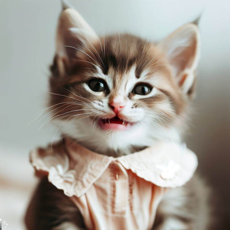Cute kitten smiling in blouse, top quality, professional photo