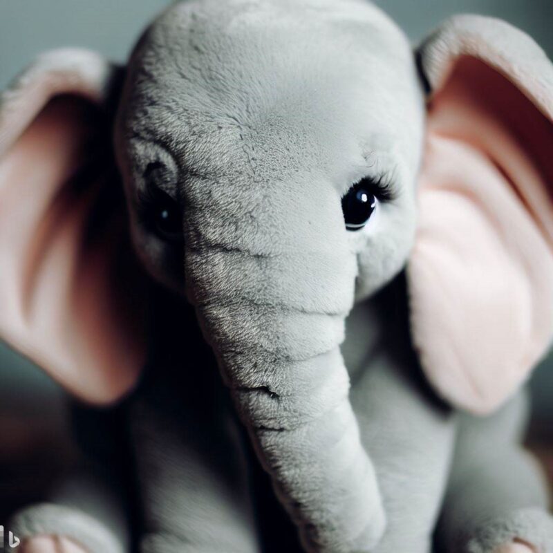 Cute stuffed elephant. Model photos.