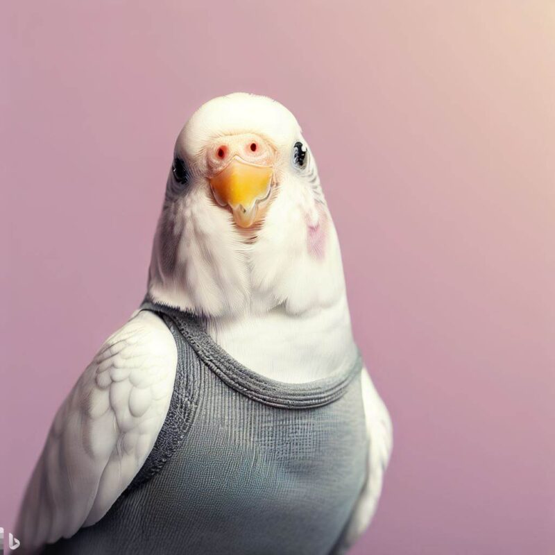 Cute white budgie smiling in tank top avatar, top quality, professional photo