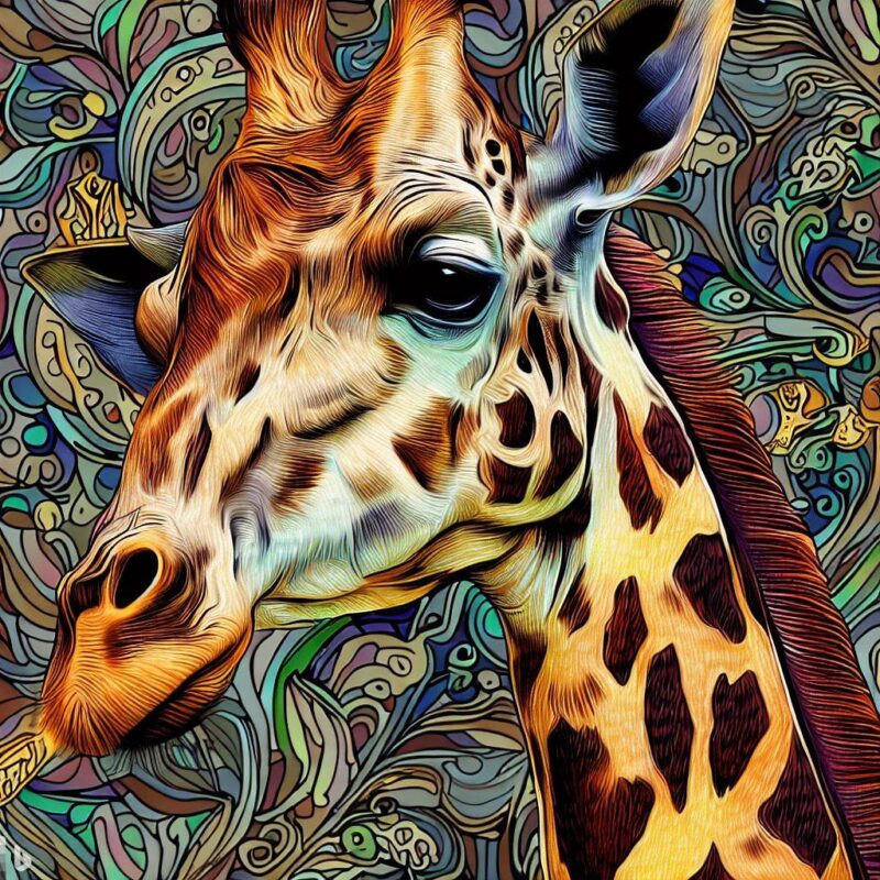 Full Color. Giraffe, Coloring, Masterpiece, Renaissance painting style.