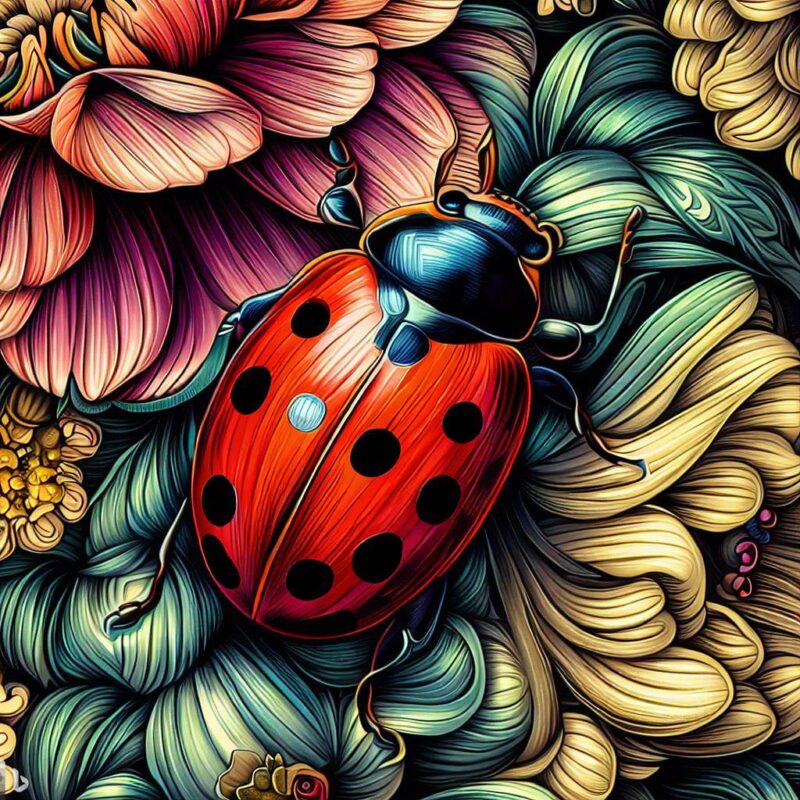 Full Color. Ladybird, Coloring, Masterpiece, Renaissance painting style.