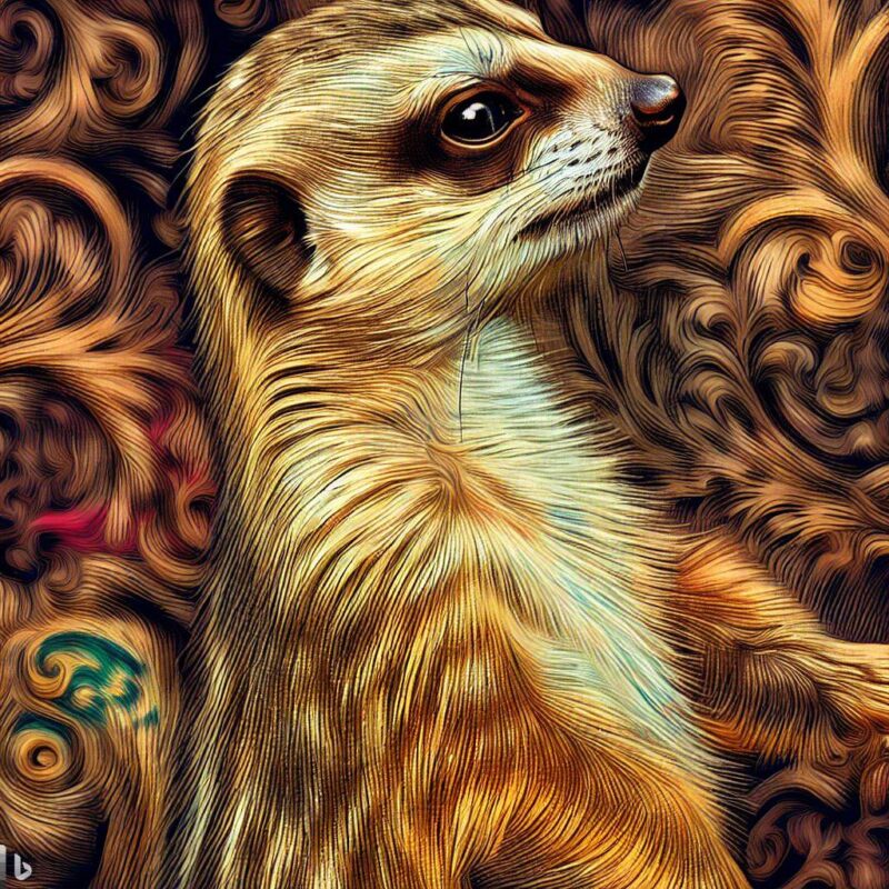 Full Color. Meerkat, Coloring, Masterpiece, Renaissance painting style.