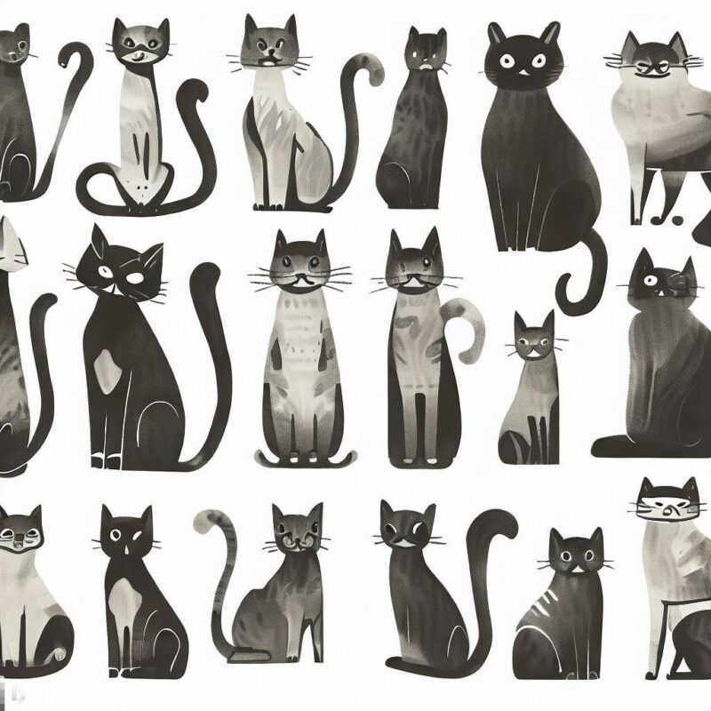 Illustrations and figures of cats. Many available.
