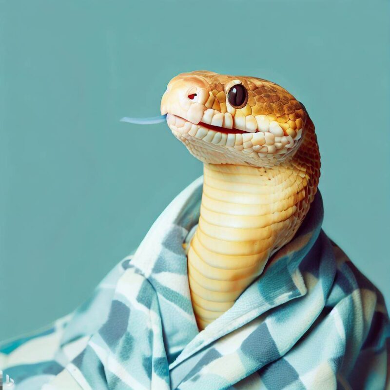 Smiling snake in pajamas, top quality, professional photo