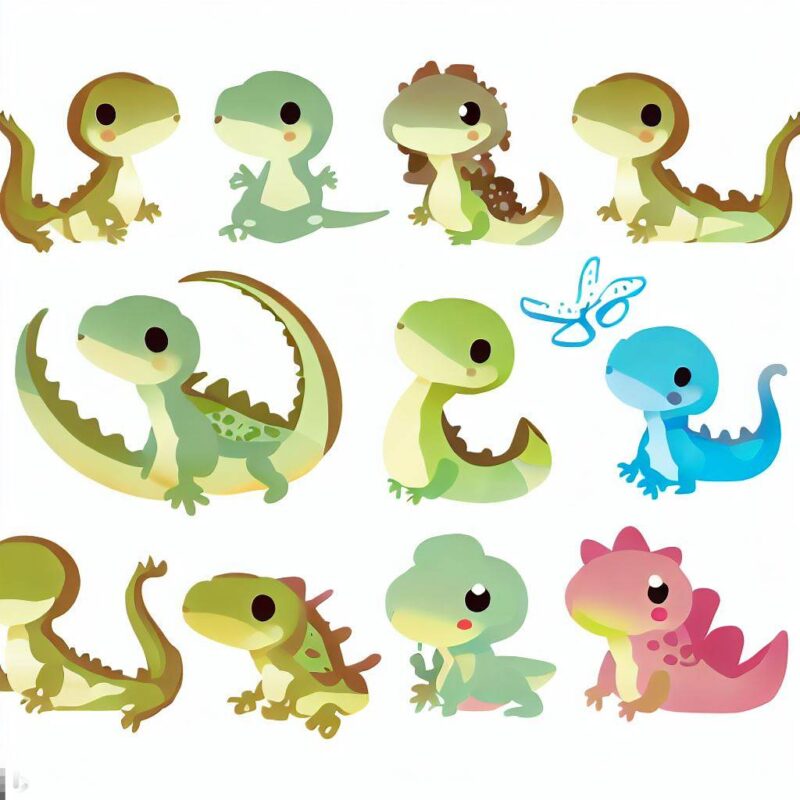 We have prepared clip arts of cute lizards and figures.